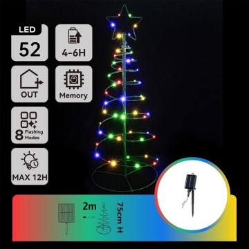 Aigostar - LED Solar-Weihnachtsdekoration LED/0,26W/3,7V 75cm IP65 mehrfarbig