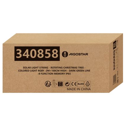 Aigostar - LED Solar-Weihnachtsdekoration LED/0,59W/3,7V 100 cm IP65 130 mAh mehrfarbig