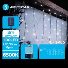 Aigostar - LED-Solar-Weihnachtskette 100xLED/8 Funktionen 8x0,4m IP65 kaltweiß