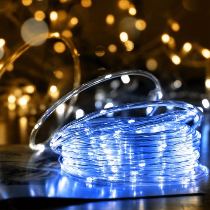 Aigostar - Solar-LED-Lichterkette 100 LEDs/8 Funktionen, 12 m, IP65, kaltweiß, 800 mAh