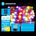 Aigostar - LED-Solar-Weihnachtslichterkette 100xLED/8 Funktionen 12m IP65 mehrfarbig 800 mAh