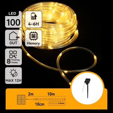 Aigostar - LED Solar-Weihnachtslichterkette 100xLED/8 Funktionen 12m IP65 warmweiß