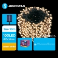 Aigostar - LED-Solar-Weihnachtslichterkette 100xLED/8 Funktionen 12m IP65 warmweiβ 800 mAh