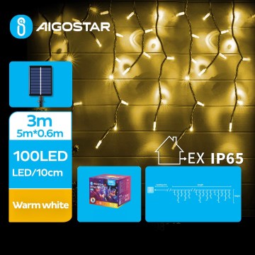 Aigostar - LED-Solar-Weihnachtslichterkette 100xLED/8 Funktionen 8x0,6m 800 mAh IP65 warmweiβ