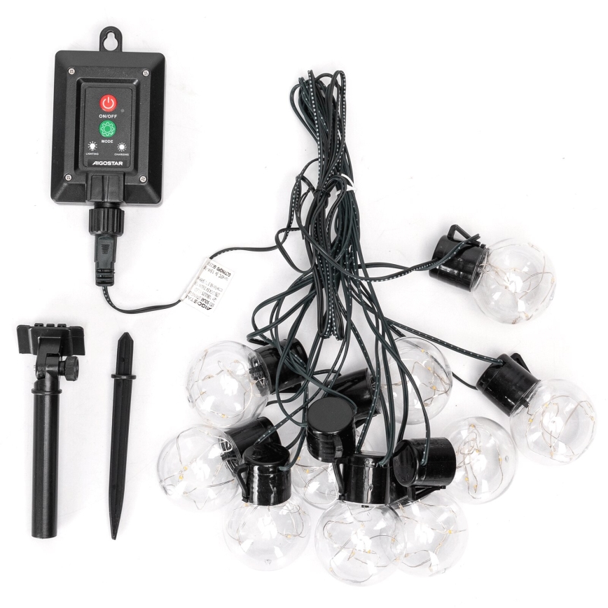 Aigostar - LED Solar Weihnachtslichterkette 10xLED/8 Funktionen 6,5m IP65 mehrfarbig