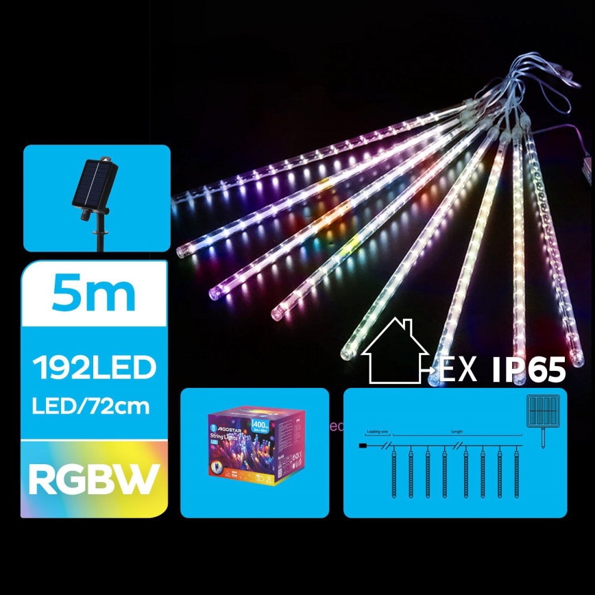 Aigostar - LED-Solar-Weihnachtslichterkette 192xLED/8m IP65 1200 mAh mehrfarbig