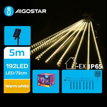 Aigostar - LED-Solar-Weihnachtslichterkette 192xLED/8m IP65 1200 mAh warmweiß