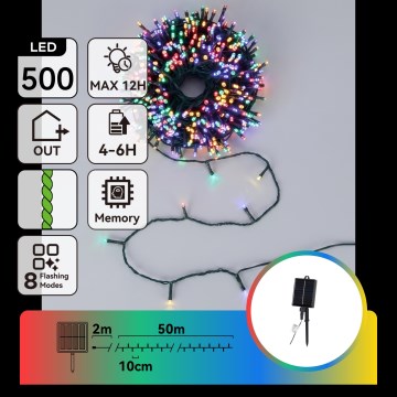 Aigostar - LED-Solar-Weihnachtslichterkette 500 LEDs/8 Funktionen 52 m IP65 mehrfarbig 1200 mAh