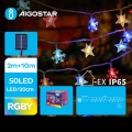 Aigostar - LED-Solar-Weihnachtslichterkette 50xLED/8 Funktionen 800 mAh 12m IP65 mehrfarbig