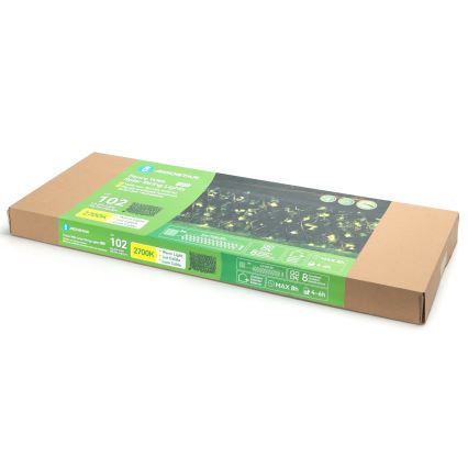 Aigostar - LED-Solar-Dekoration 102xLED/2x0,7m IP65 300 mAh warmweiß ivy