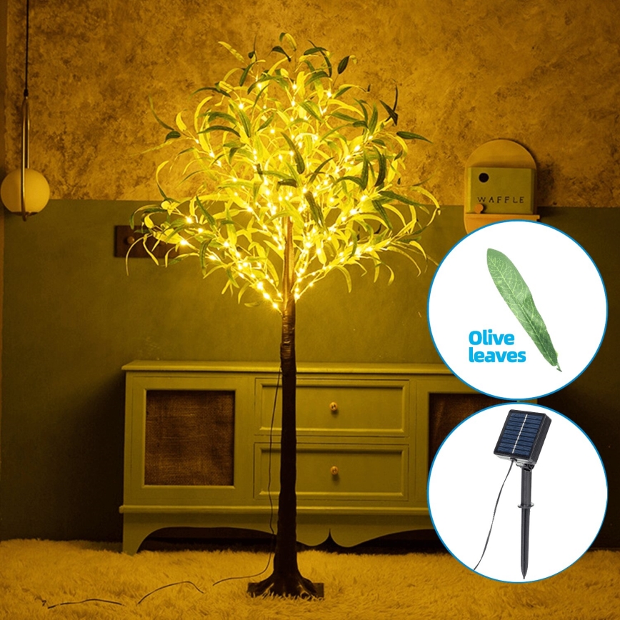 Aigostar - LED-Solardekoration 150xLED/3,2m IP65 warmweiβ Olive