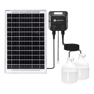 Aigostar - LED-Solarhängeleuchte 2xLED/35W/12V 6000 mAh 6500K d 10 cm + Fernbedienung