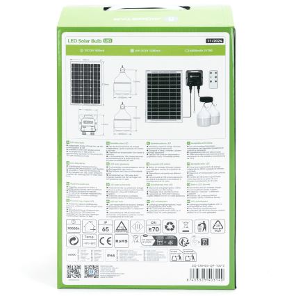 Aigostar - LED-Solarhängeleuchte 2xLED/35W/12V 6000 mAh 6500K d 10 cm + Fernbedienung