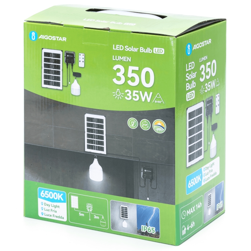 Aigostar - LED-Solarhängeleuchte LED/35W/12V 3000 mAh 6500K d 10 cm + Fernbedienung