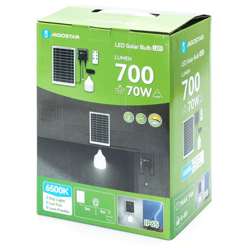 Aigostar - LED-Solarhängeleuchte LED/70W/12V 6000 mAh 6500K d 12 cm + Fernbedienung