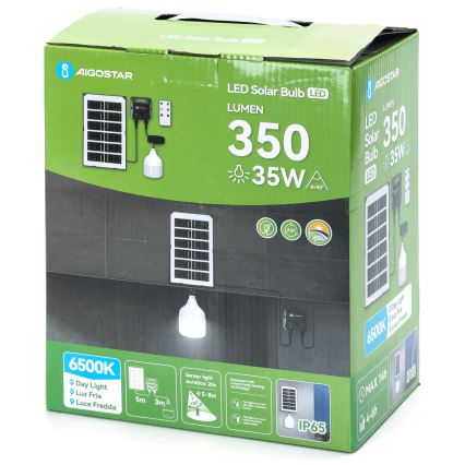 Aigostar - LED-Solarhängeleuchte mit Sensor LED/35W/12V 3000 mAh 6500K d 10 cm + Fernbedienung