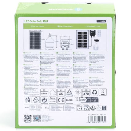 Aigostar - LED-Solarhängeleuchte mit Sensor LED/35W/12V 3000 mAh 6500K d 10 cm + Fernbedienung