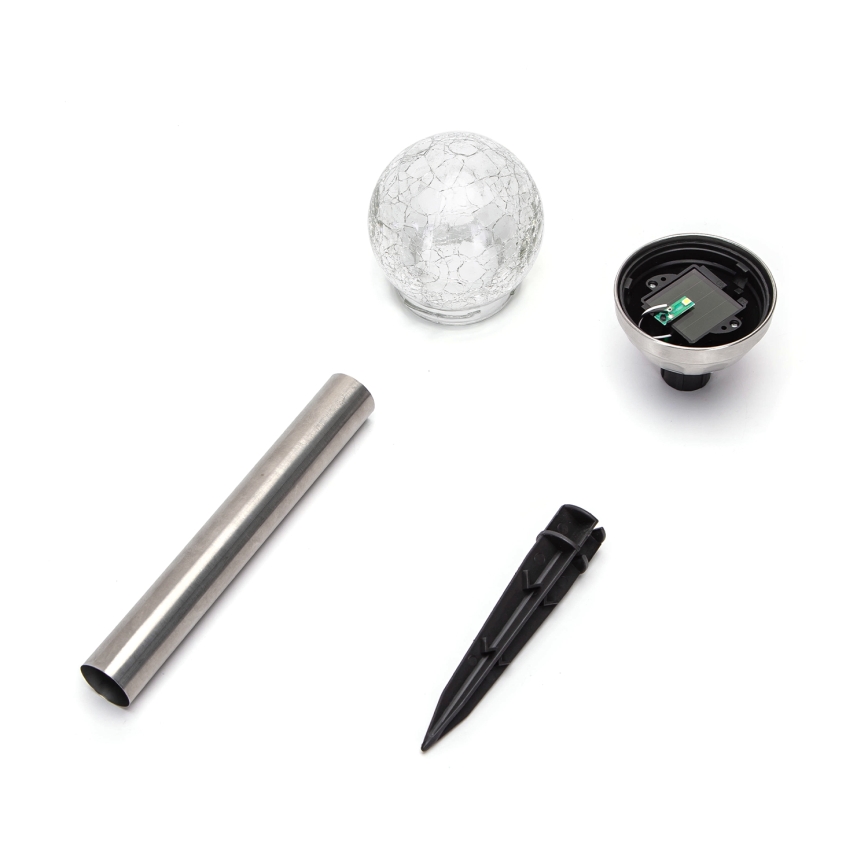 Aigostar - LED-Solarleuchte LED/0,006W/1,2V 37,8cm mattchrom 2700K IP44 100 mAh