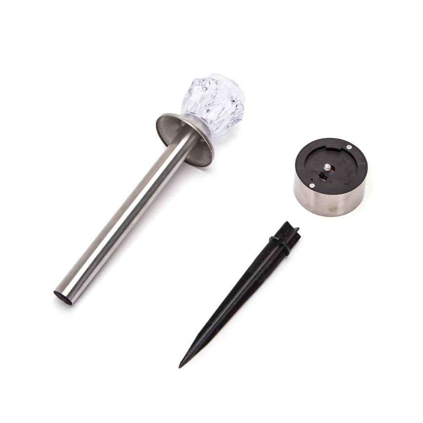 Aigostar - LED Solarleuchte LED/0,006W/1,2V 35,5 cm mattchrom 2700K IP44 100 mAh