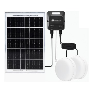 Aigostar - LED-Solarleuchte 2xLED/35W/12V 6000 mAh 6500K IP65 Ø 16,8 cm + Fernbedienung