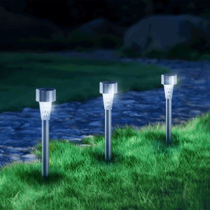 Aigostar - LED-Solarleuchte LED/0,006W/1,2V 29,5 cm matt Chrom 6500K IP44