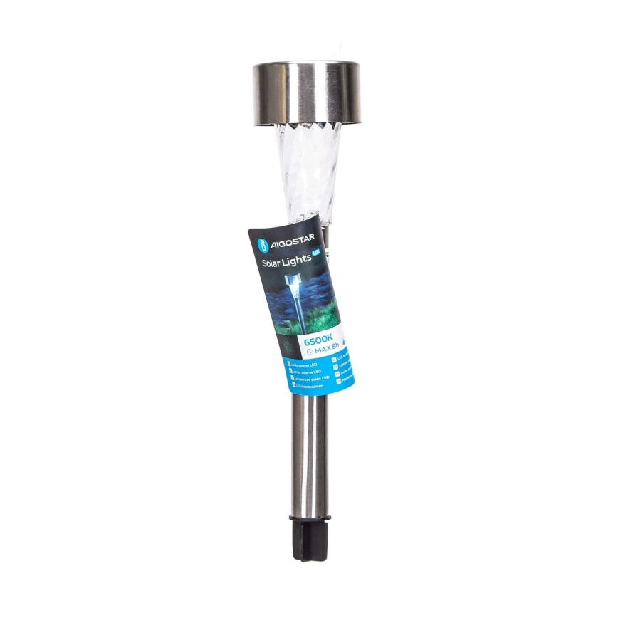 Aigostar - LED-Solarleuchte LED/0,006W/1,2V 29,5 cm matt Chrom 6500K IP44