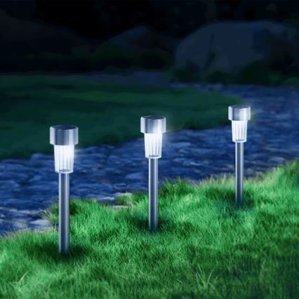 Aigostar - LED-Solarleuchte LED/0,006W/1,2V 29,5 cm matt Chrom 6500K IP44