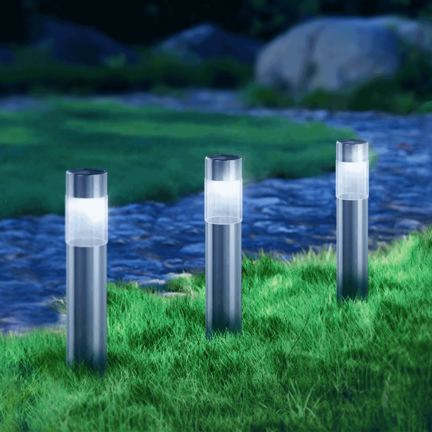 Aigostar - LED-Solarleuchte LED/0,006W/1,2V 31,5 cm matt Chrom 6500K IP44