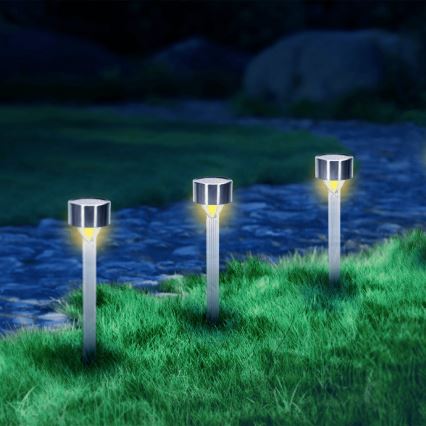 Aigostar - LED-Solarleuchte LED/0,006W/1,2V 32cm matt Chrom 2700K IP44