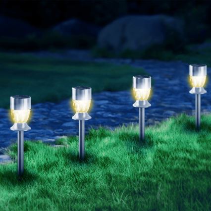 Aigostar - LED-Solarleuchte LED/0,006W/1,2V 35,5cm matt Chrom 2700K IP44 100 mAh