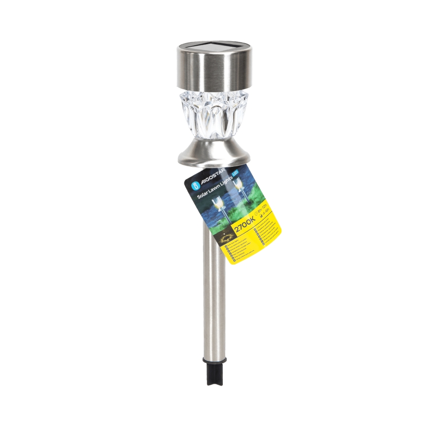 Aigostar - LED-Solarleuchte LED/0,006W/1,2V 35,5cm matt Chrom 2700K IP44 100 mAh