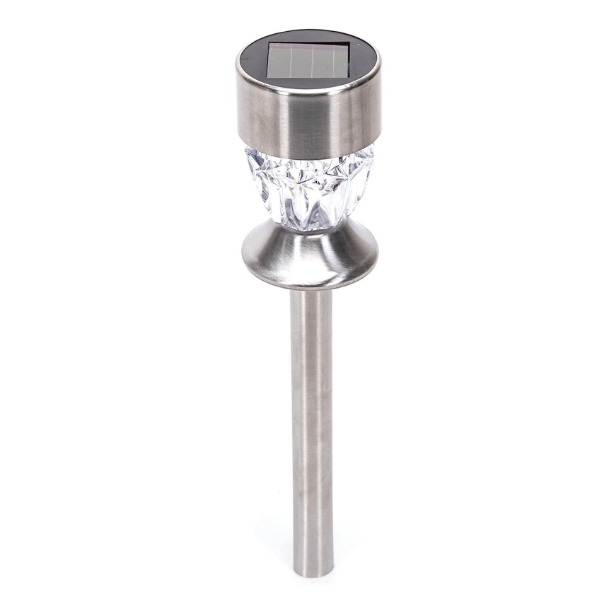 Aigostar - LED-Solarleuchte LED/0,006W/1,2V 35,5cm matt Chrom 2700K IP44 100 mAh