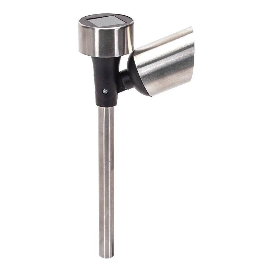 Aigostar - LED-Solarleuchte LED/0,006W/1,2V 37,5cm matt Chrom 40 mAh 6500K IP44
