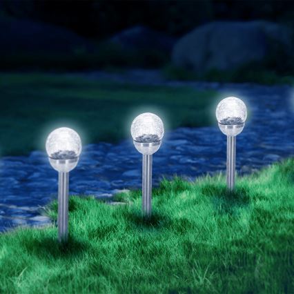 Aigostar - LED-Solarleuchte LED/0,006W/1,2V 37,8cm matt Chrom 6500K IP44