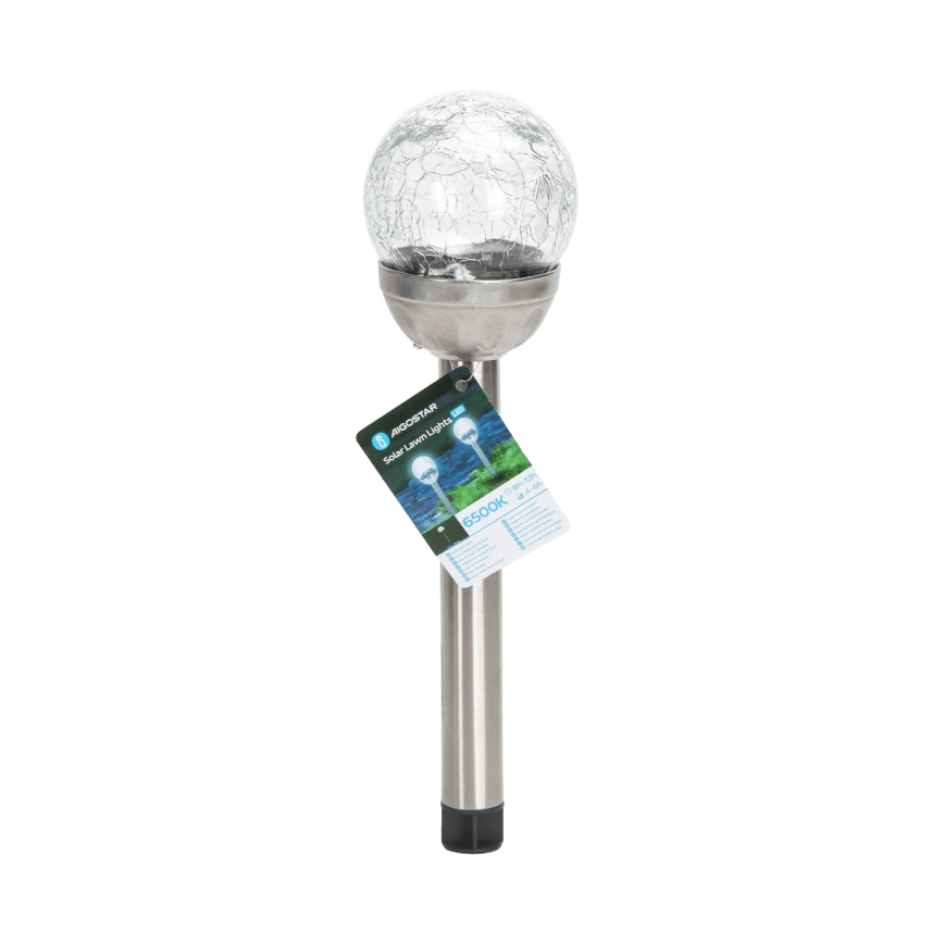 Aigostar - LED-Solarleuchte LED/0,006W/1,2V 37,8cm matt Chrom 6500K IP44