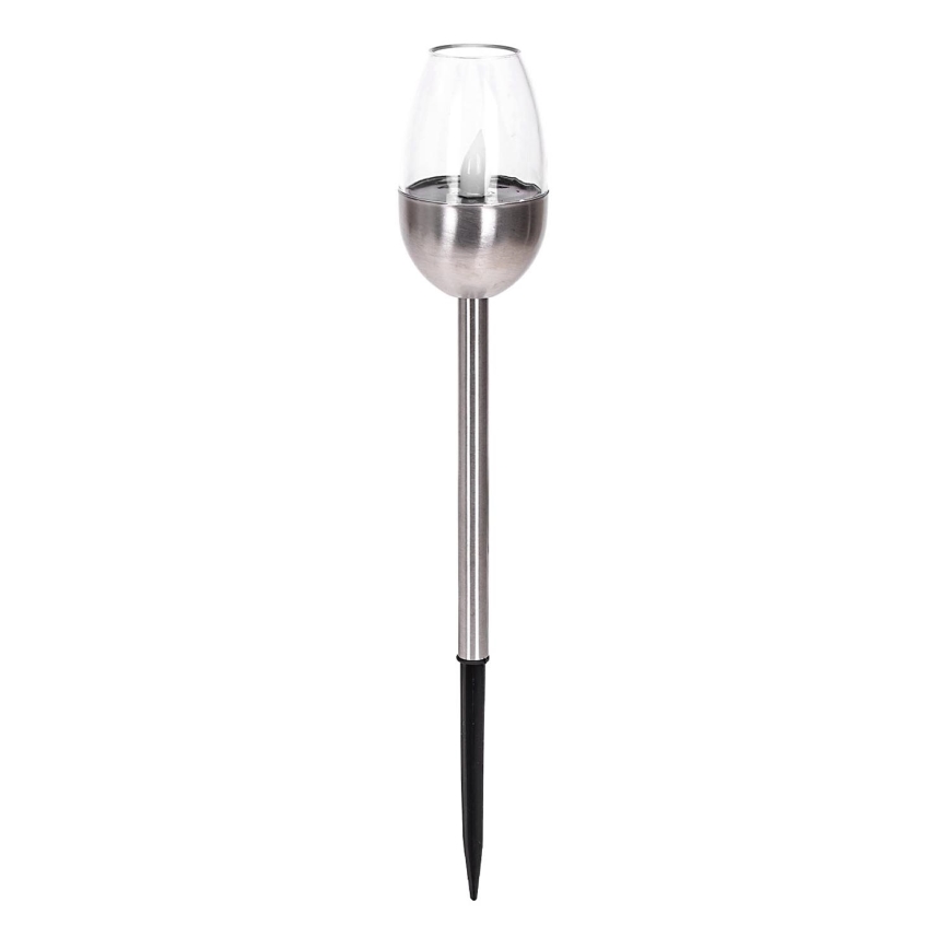 Aigostar - LED-Solarleuchte LED/0,006W/1,2V 38,2cm matt Chrom 2700K IP44 40 mAh