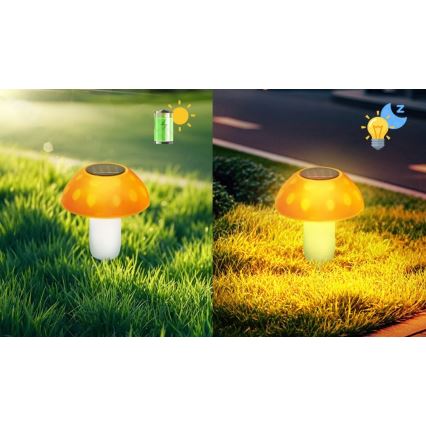 Aigostar - LED-Solarleuchte LED/0,024W/1,2V 200 mAh 2700K IP44 Steinpilz