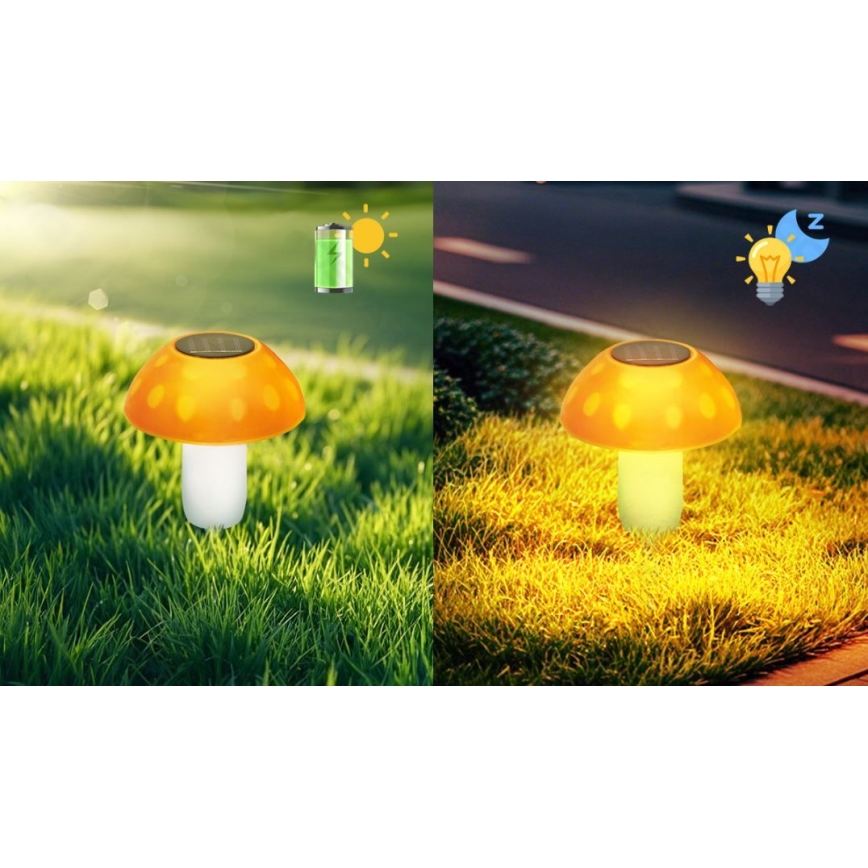 Aigostar - LED-Solarleuchte LED/0,024W/1,2V 200 mAh 2700K IP44 Steinpilz