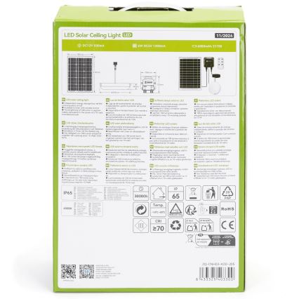 Aigostar - LED-Solarleuchte LED/70W/12V 6000 mAh 6500K d 20,5 cm + Fernbedienung