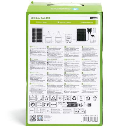 Aigostar - LED Solar-Hängelampe mit Sensor 2×LED/35 W/12 V 6000 mAh 6500 K IP65 Ø 10 cm + Fernbedienung
