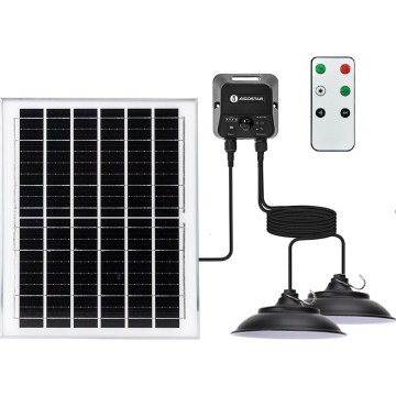 Aigostar - LED-Solarleuchte mit Sensor 2x LED/70 W/12 V 12000 mAh 6500 K IP65 Ø 23,5 cm + Fernbedienung