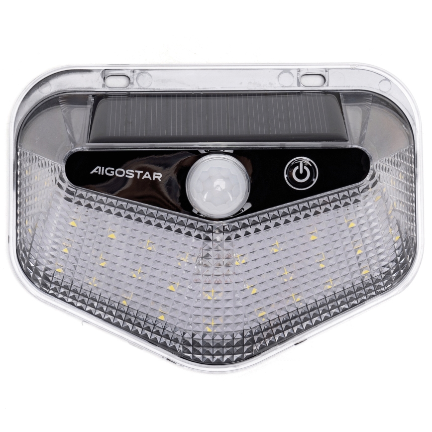 Aigostar - LED-Solarleuchte mit Sensor, LED 3,7 V, 6500 K, 500 mAh, IP65, schwarz