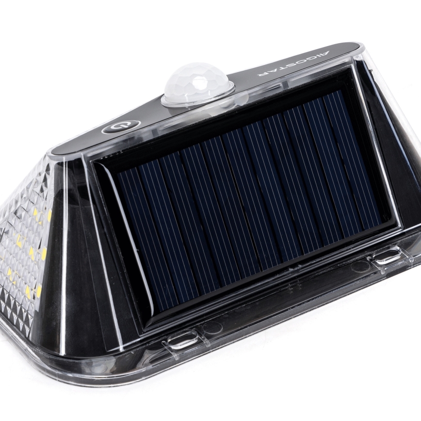 Aigostar - LED-Solarleuchte mit Sensor, LED 3,7 V, 6500 K, 500 mAh, IP65, schwarz