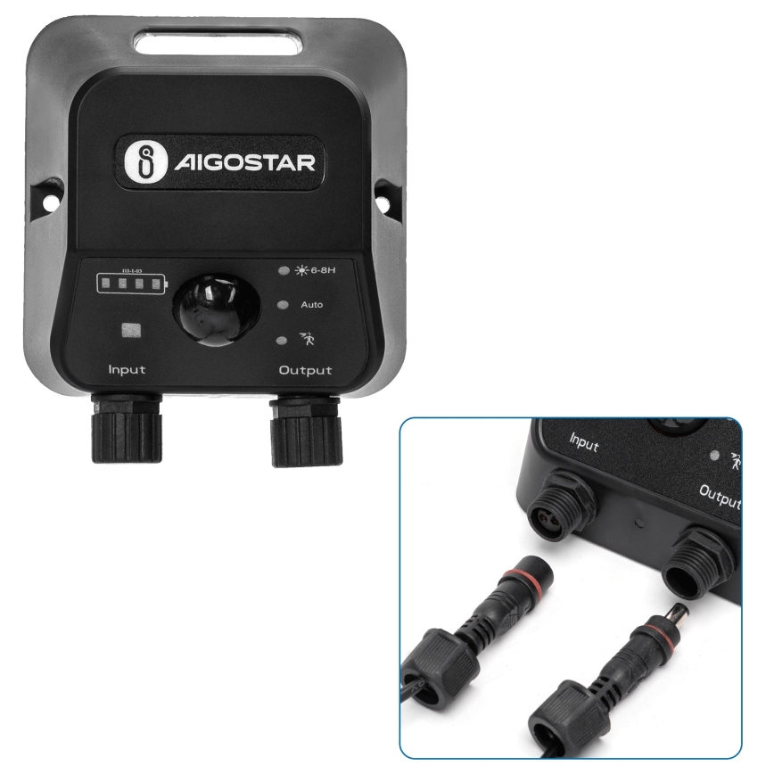 Aigostar - LED-Solarlampe mit Sensor LED/70 W/12 V 6000 mAh 6500 K IP65 Ø 12 cm + Fernbedienung