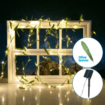 Aigostar - LED-Solarlichterkette 100xLED/12m IP65 300 mAh warmweiβ Olive