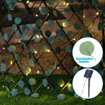 Aigostar - LED-Solarlichterkette 102xLED/2x0,7m IP65 300 mAh warmweiβ Eukalyptus