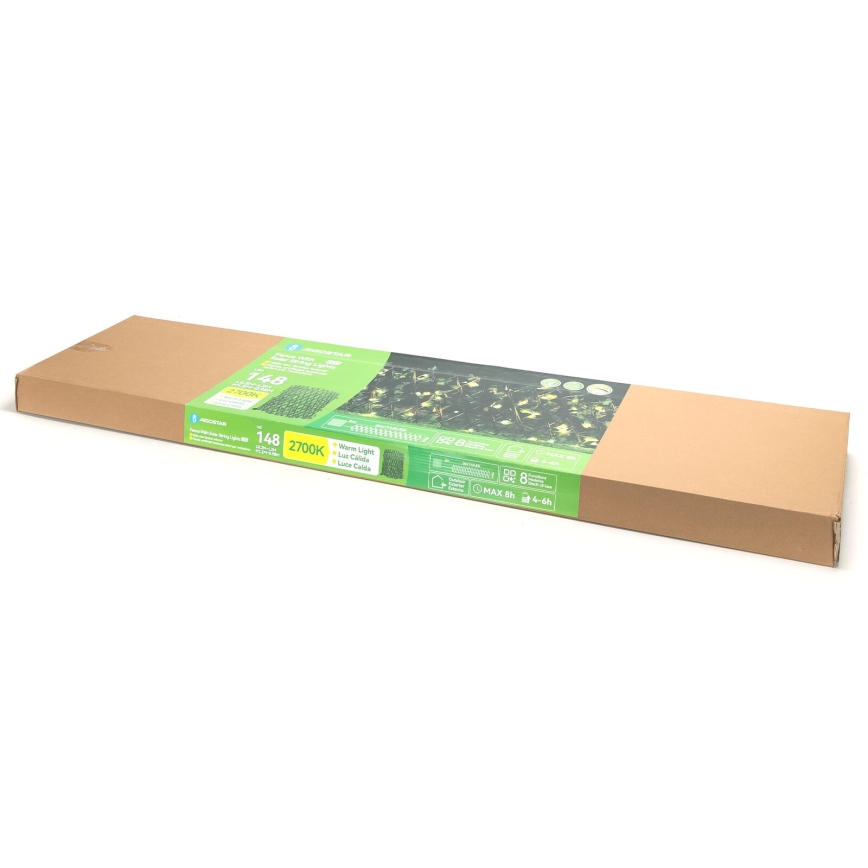 Aigostar - LED-Solarlichterkette 148xLED/2x1,2m IP65 300 mAh warmweiβ ivy
