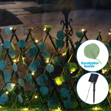 Aigostar - LED-Solarlichterkette 56xLED/2x0,4m IP65 300 mAh warmweiβ Eukalyptus
