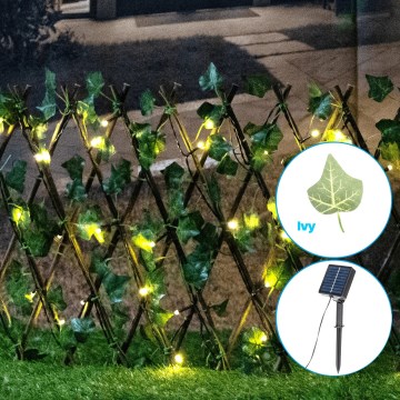 Aigostar - LED-Solarlichterkette 56xLED/2x0,4m IP65 300 mAh warmweiβ ivy