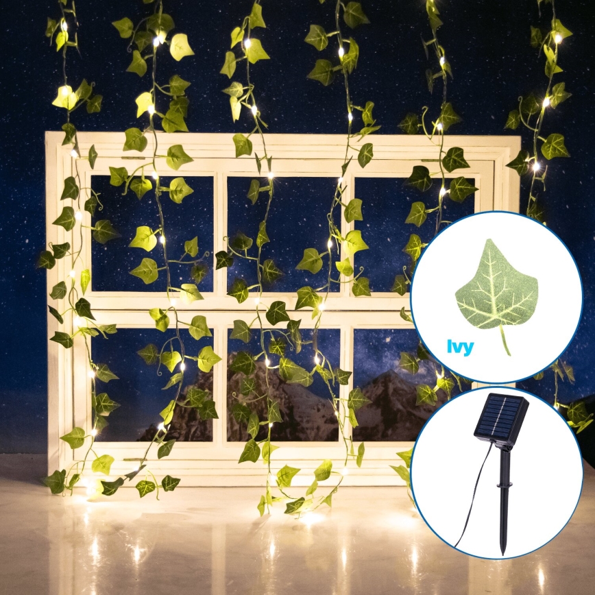 Aigostar - LED-Solarlichterkette 70xLED/4x1m IP65 300 mAh warmweiβ ivy